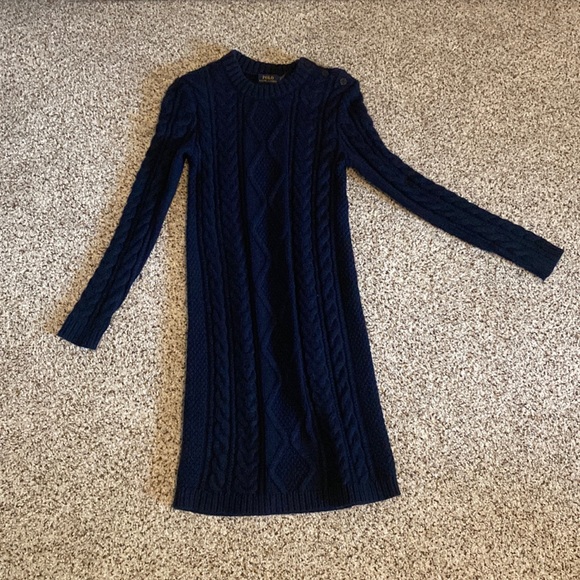 sweater dress ralph lauren Polo Fairisle fitting sweater dress mixes seed stitches with textural variations on the cable Ralph Lauren Women's Wool-Blend Jersey